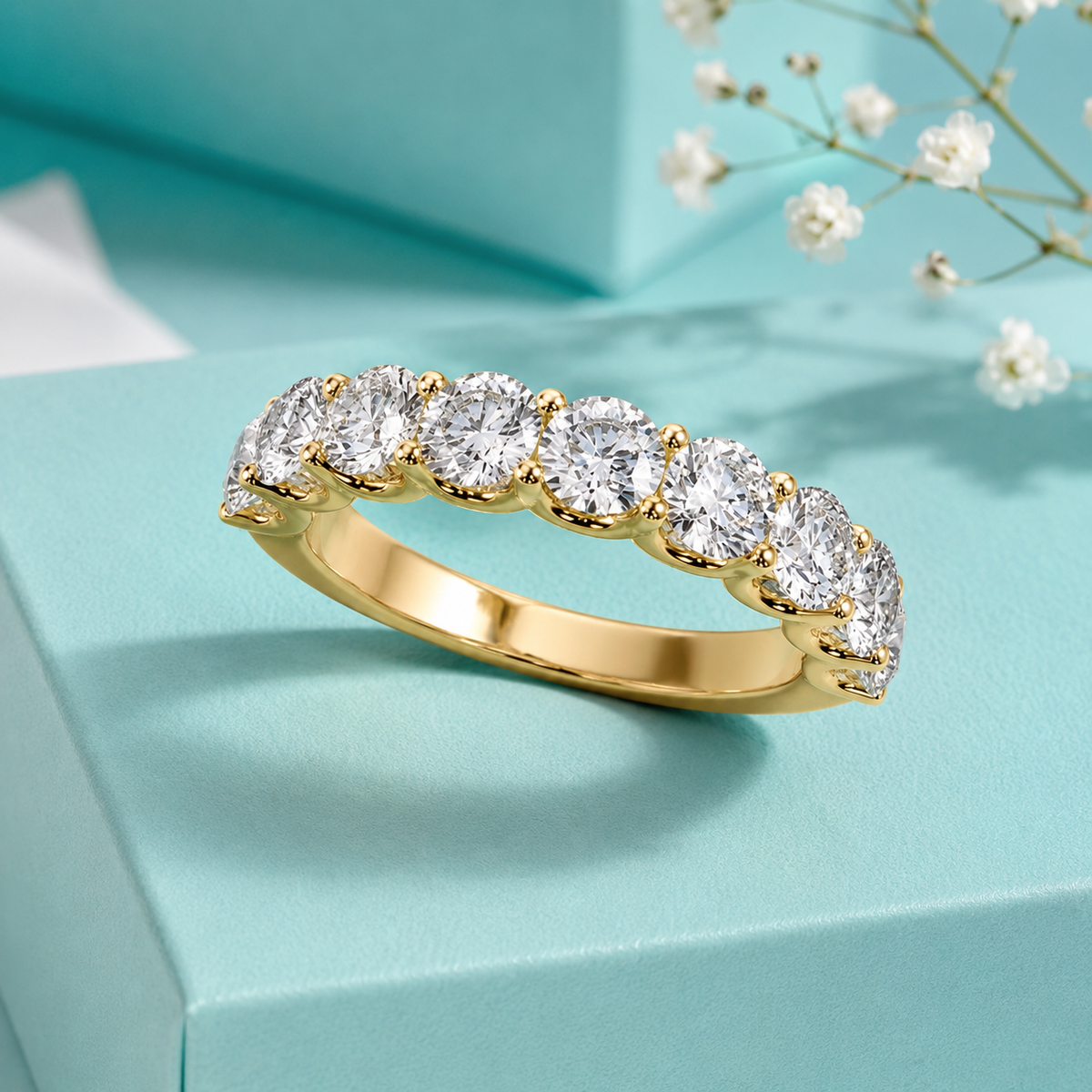 0.90 Ct Diamond Wedding Band in 10K Yellow Gold: Timeless Elegance for Your Forever