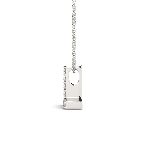 0.04 Ct 14K White Gold Lab Grown Diamond Letter L Pendant Necklace With Gold Plated Sterling Silver Chain