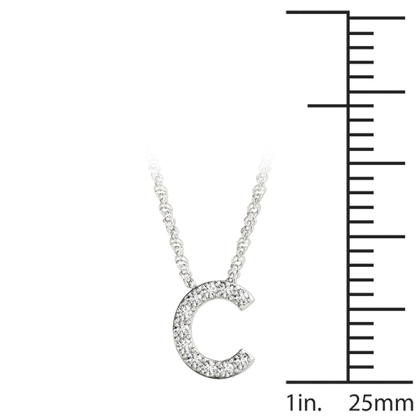 0.05 Ct 14K White Gold Lab Grown Diamond Letter C Pendant Necklace With Gold Plated Sterling Silver Chain