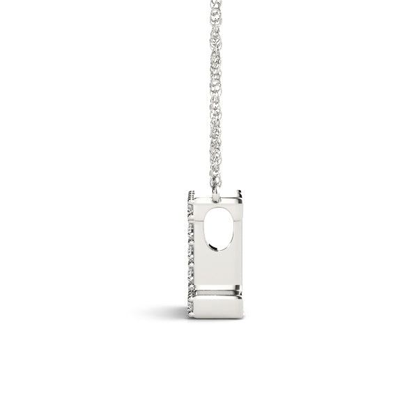 0.05 Ct 14K White Gold Lab Grown Diamond Letter I Pendant Necklace With Gold Plated Sterling Silver Chain