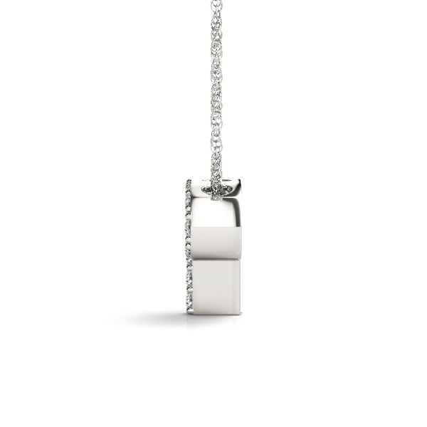 0.06 Ct 14K White Gold Lab Grown Diamond Letter P Pendant Necklace With Gold Plated Sterling Silver Chain