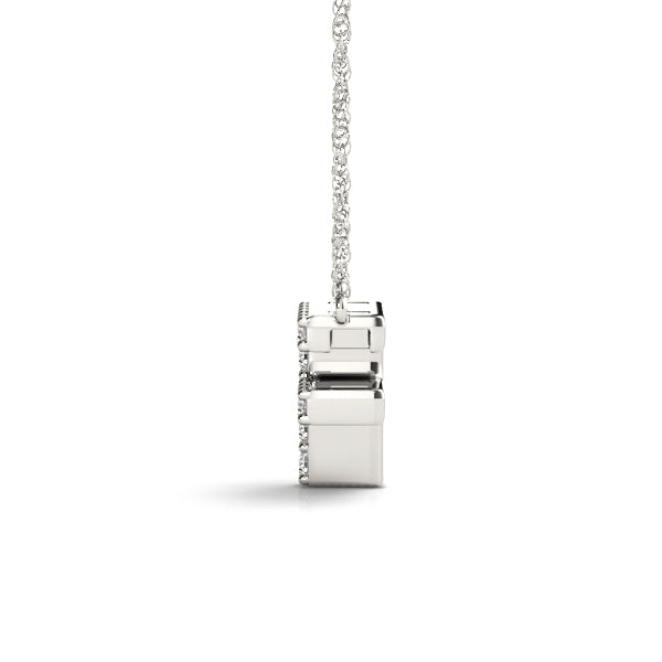 0.06 Ct 14K White Gold Lab Grown Diamond Letter F Pendant Necklace With Gold Plated Sterling Silver Chain