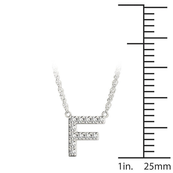 0.06 Ct 14K White Gold Lab Grown Diamond Letter F Pendant Necklace With Gold Plated Sterling Silver Chain