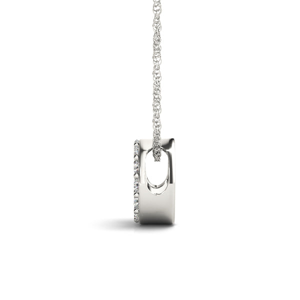 0.06 Ct 14K White Gold Lab Grown Diamond Letter O Pendant Necklace With Gold Plated Sterling Silver Chain