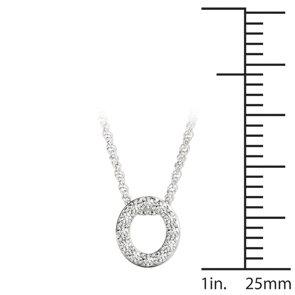 0.06 Ct 14K White Gold Lab Grown Diamond Letter O Pendant Necklace With Gold Plated Sterling Silver Chain