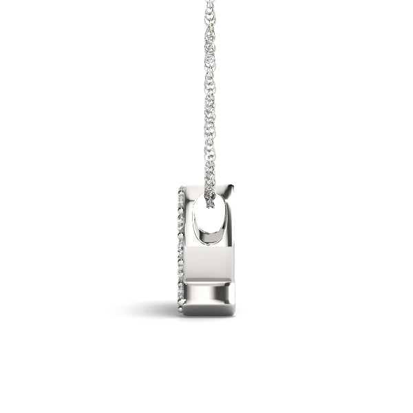 0.06 Ct 14K White Gold Lab Grown Diamond Letter Q Pendant Necklace With Gold Plated Sterling Silver Chain