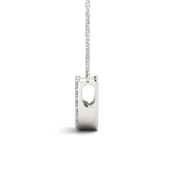 0.06 Ct 14K White Gold Lab Grown Diamond Letter U Pendant Necklace With Gold Plated Sterling Silver Chain