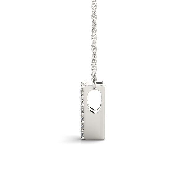 0.06 Ct 14K White Gold Lab Grown Diamond Letter V Pendant Necklace With Gold Plated Sterling Silver Chain