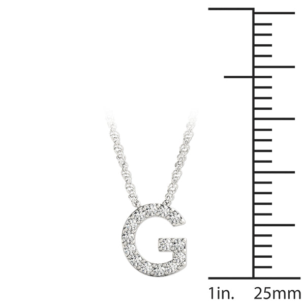 0.07 Ct 14K White Gold Lab Grown Diamond Letter G Pendant Necklace With Gold Plated Sterling Silver Chain