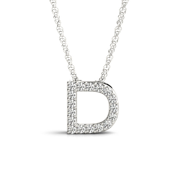 0.08 Ct 14K White/ Yellow & Rose Gold Lab Grown Diamond Letter D Pendant Necklace With Gold Plated Sterling Silver Chain