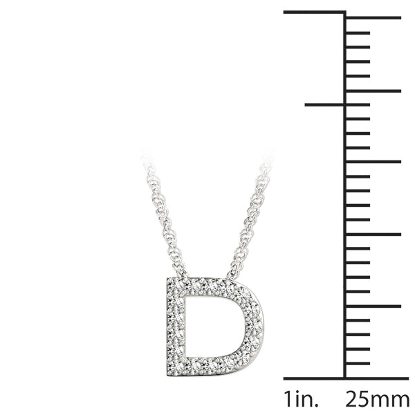 0.08 Ct 14K White/ Yellow & Rose Gold Lab Grown Diamond Letter D Pendant Necklace With Gold Plated Sterling Silver Chain