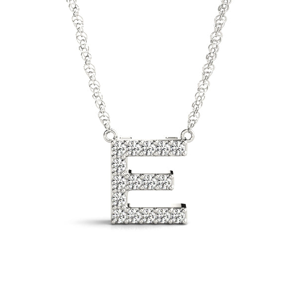 0.08 Ct 14K White/ Yellow & Pink Gold Lab Grown Diamond Letter E Pendant Necklace With Gold Plated Sterling Silver Chain