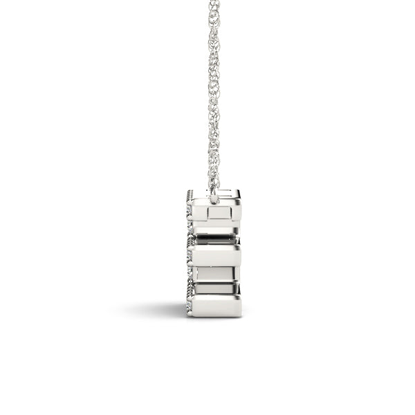 0.08 Ct 14K White/ Yellow & Pink Gold Lab Grown Diamond Letter E Pendant Necklace With Gold Plated Sterling Silver Chain