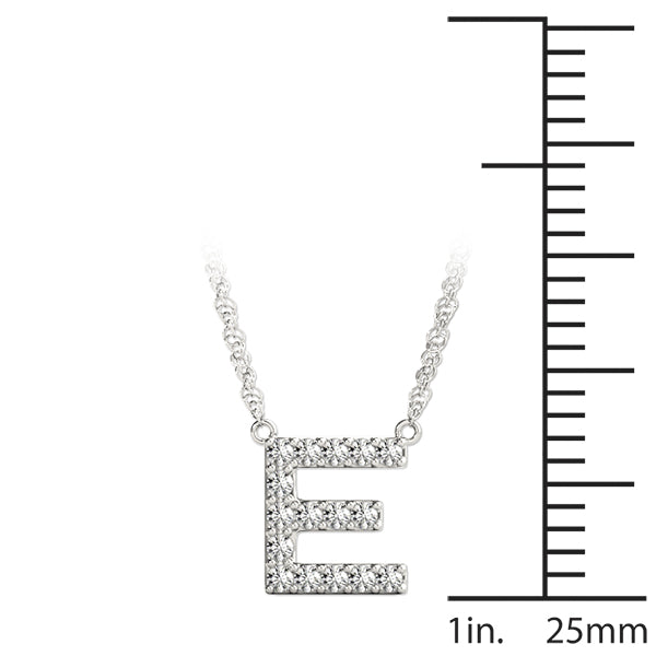 0.08 Ct 14K White/ Yellow & Pink Gold Lab Grown Diamond Letter E Pendant Necklace With Gold Plated Sterling Silver Chain