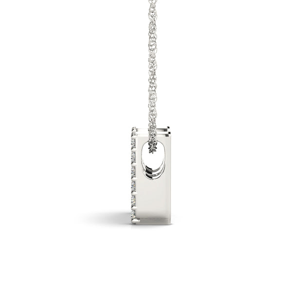 0.09 Ct 14K White Gold Lab Grown Diamond Letter M Pendant Necklace With Gold Plated Sterling Silver Chain