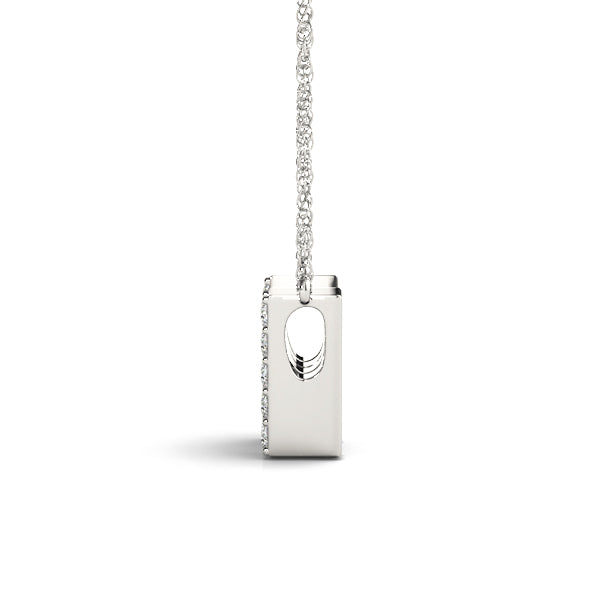 0.10 Ct 14K White Gold Lab Grown Diamond Letter W Pendant Necklace With Gold Plated Sterling Silver Chain