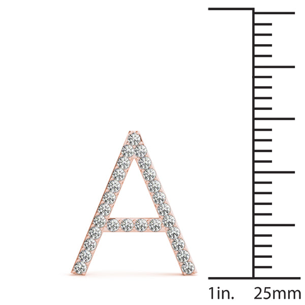 14K Gold Diamond Initial A Necklace Pendant with 0.16 Ct Lab Grown Diamonds