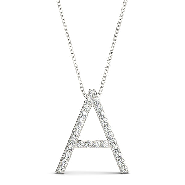 14K Gold Diamond Initial A Necklace Pendant with 0.16 Ct Lab Grown Diamonds