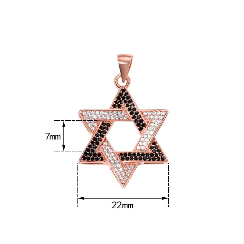 Two-Tone Star of David Pendant in Rose Gold- Unisex Necklace Charm
