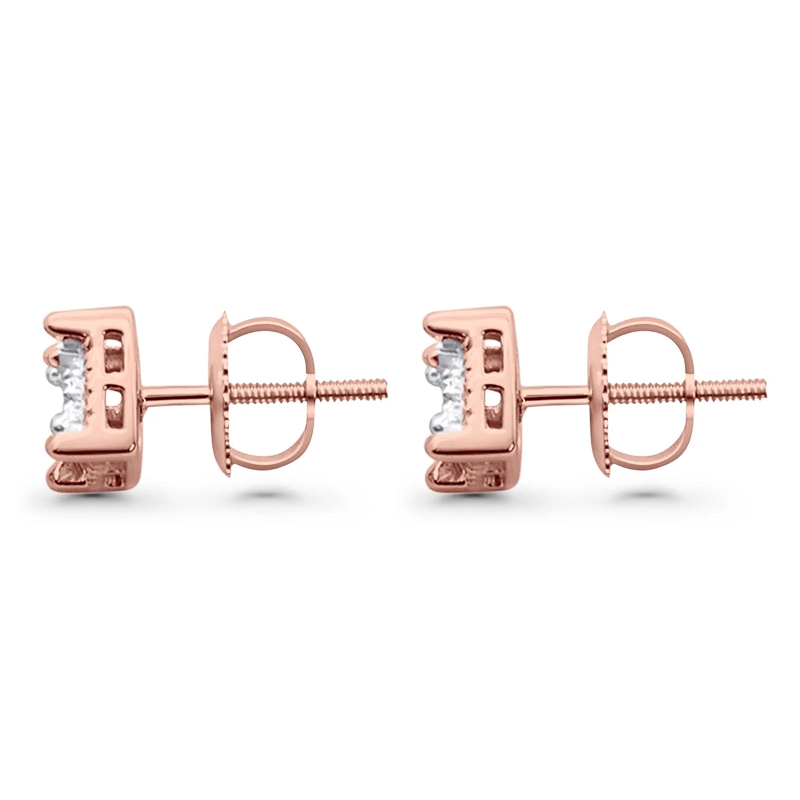 Elegant 0.15ct Square Micro Pave Diamond Stud Earrings in 10K Rose Gold