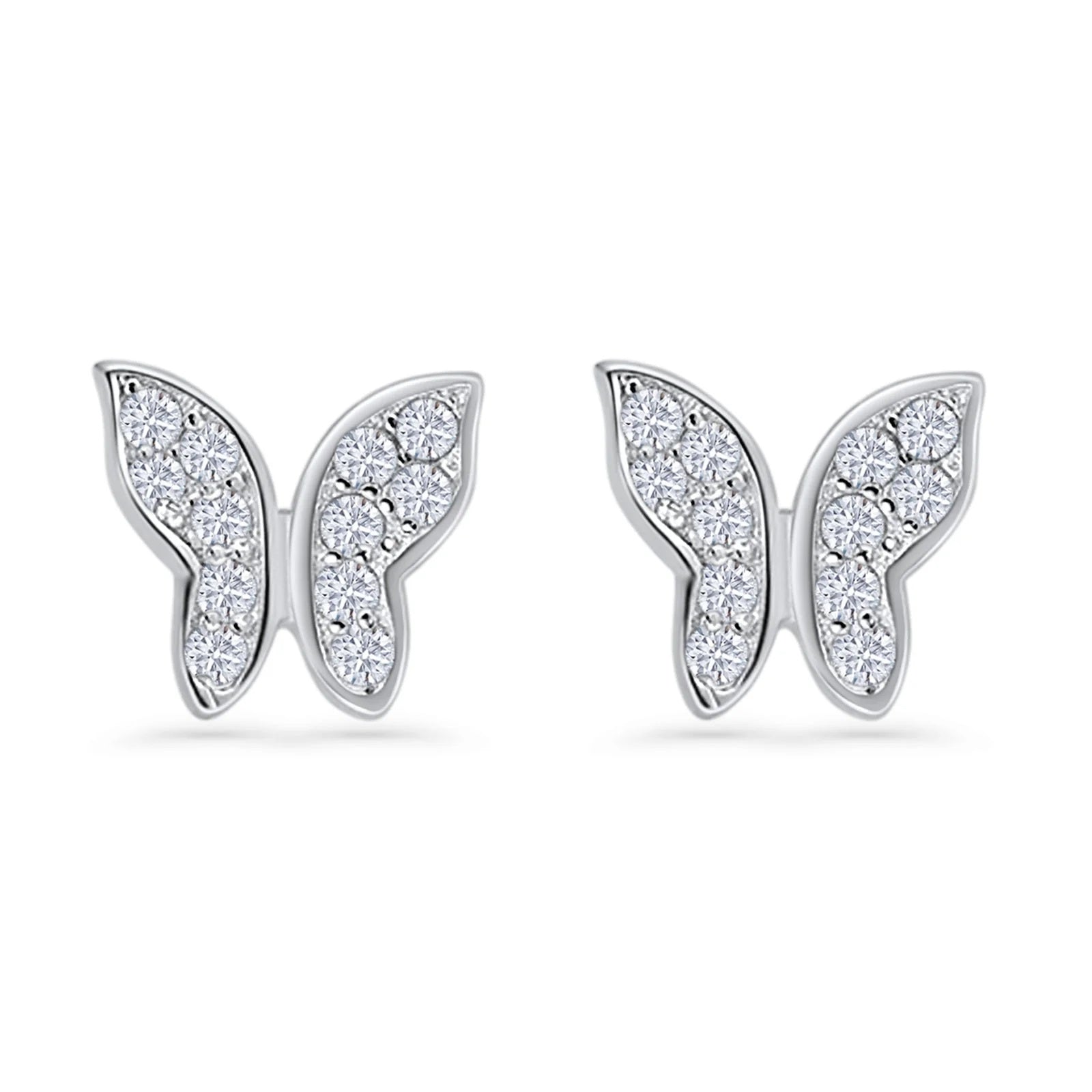18K White Gold Plated Butterfly Stud Earrings Women Jewelry