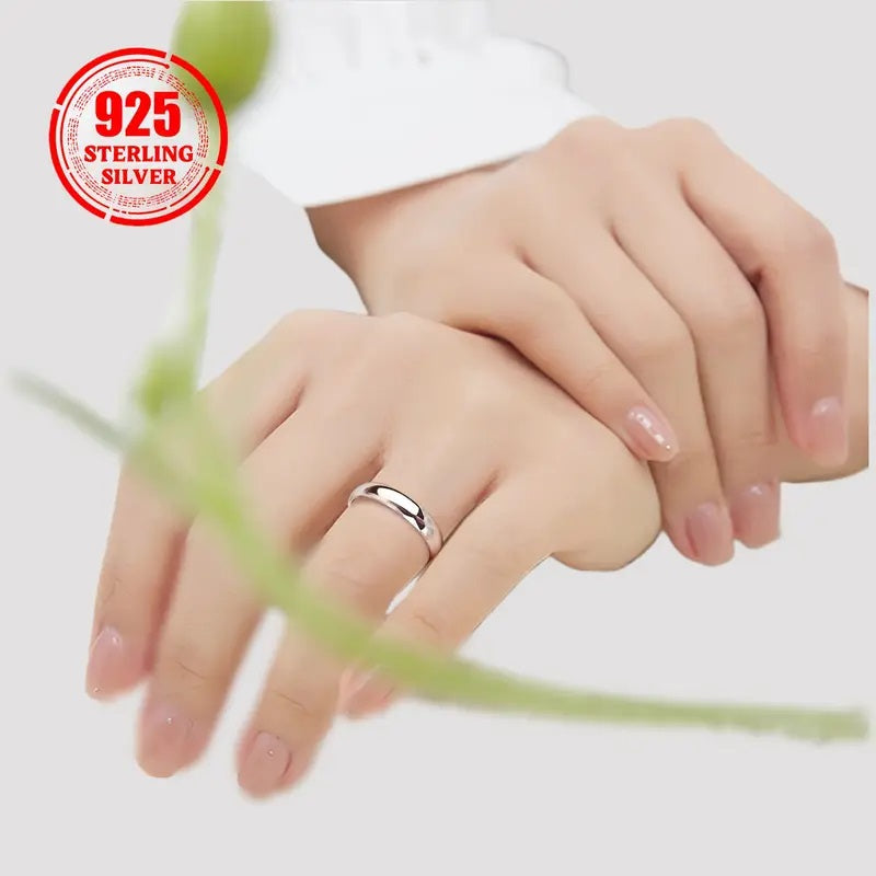 2mm Glossy Ring, High Quality 925 Sterling Silvery Ring Suitable for Men and Women