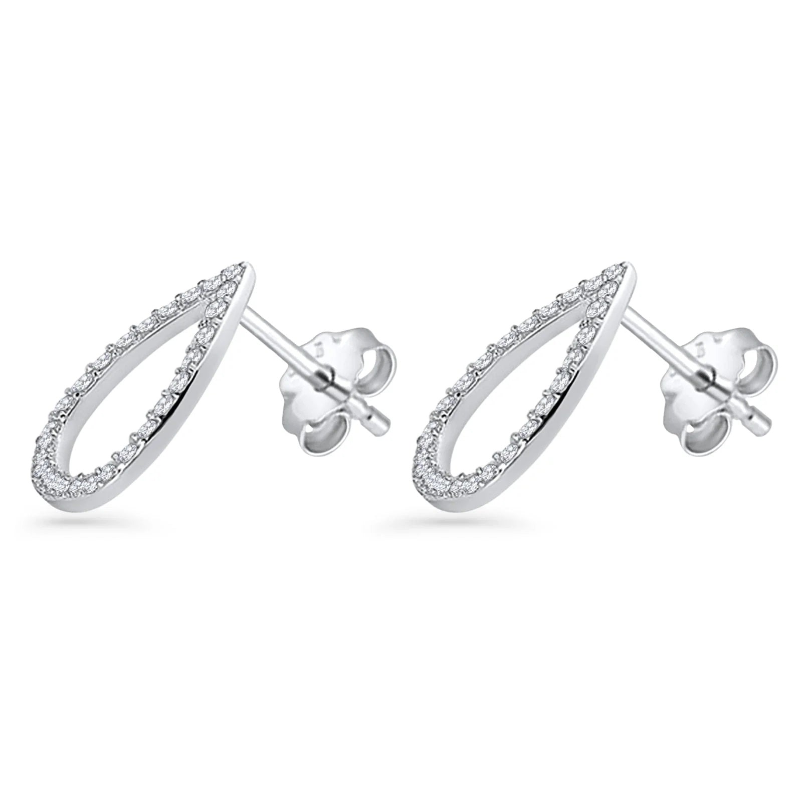 18K Gold Plated Pear Teardrop Stud Earrings Cubic Zirconia 925 Sterling Silver