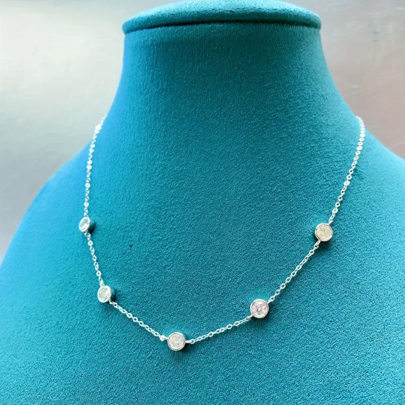 Elegant Bezel Set Diamond Necklace – Dainty Chain Style