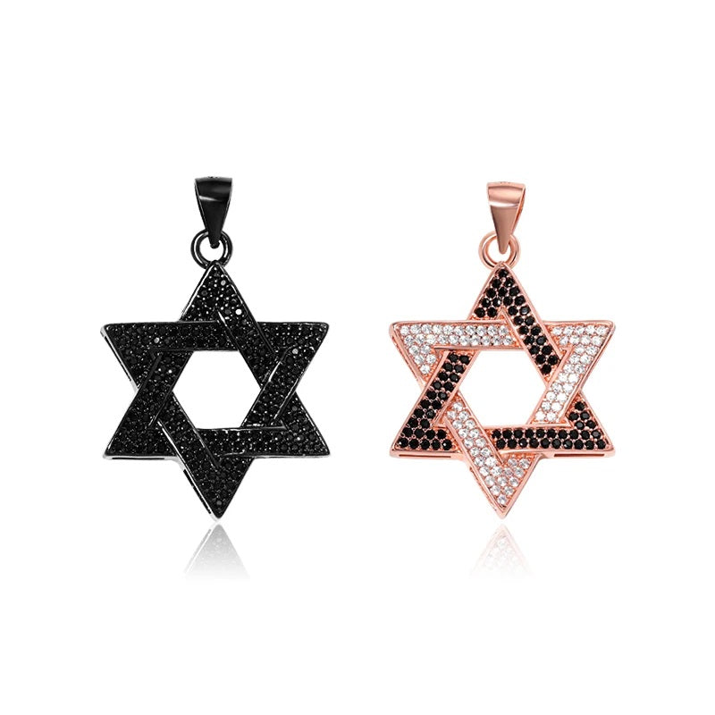 Two-Tone Star of David Pendant in Rose Gold- Unisex Necklace Charm