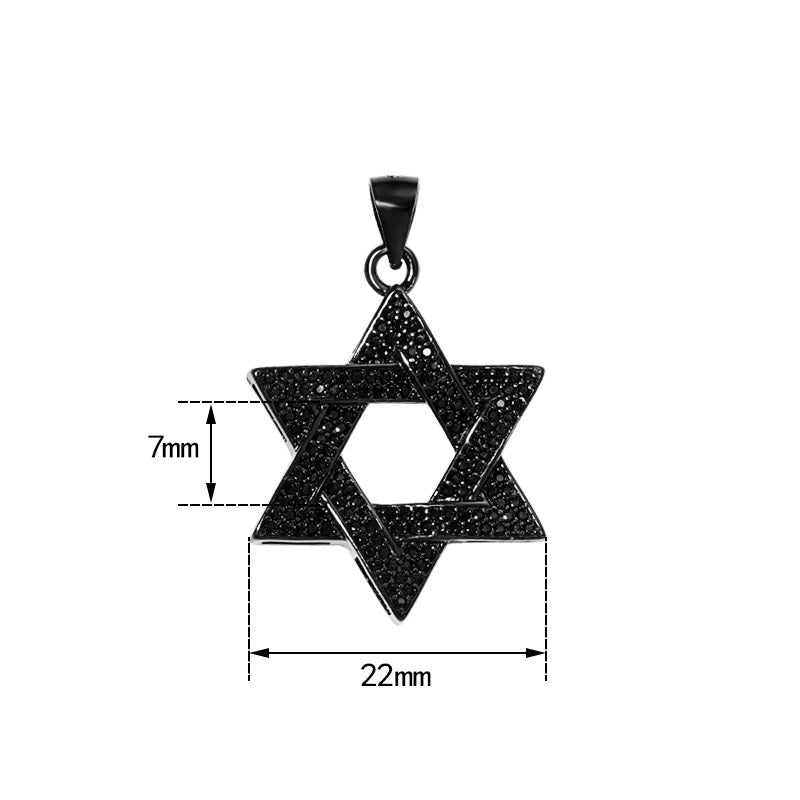 Bold Black Star of David Pendant with Micro Pave Stones