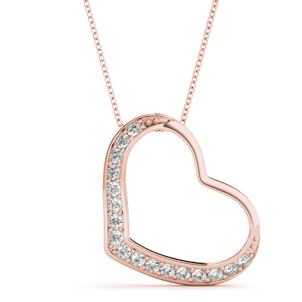 1/10 Ct Heart Pendant FG/VVS1 Diamond Chain Necklace In 14K Gold