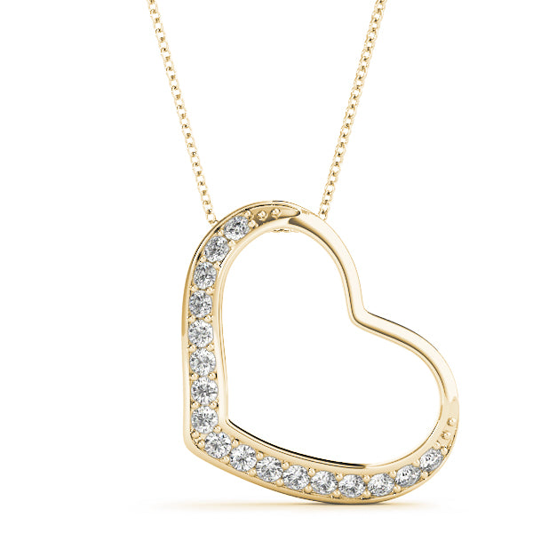 1/10 Ct Heart Pendant FG/VVS1 Diamond Chain Necklace In 14K Gold