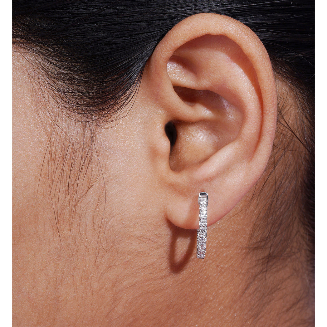 1.00 CT Lab Grown Diamond Huggie Hoop Earrings in 14K Gold