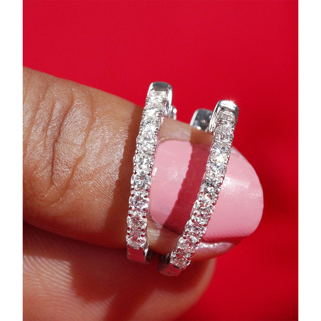 1.00 CT Lab Grown Diamond Huggie Hoop Earrings in 14K Gold