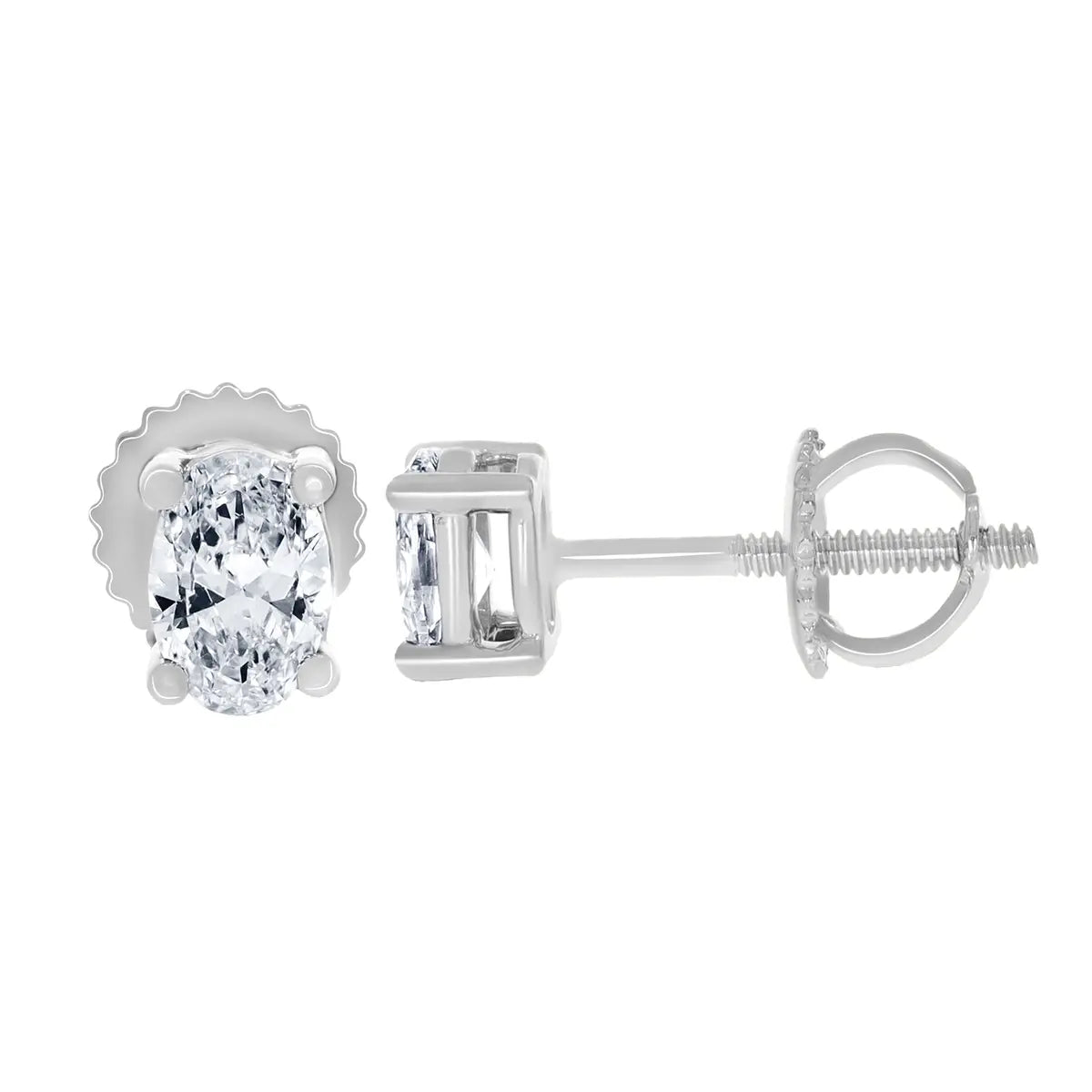 1.00 CT Oval Diamond Stud Earrings in 14K Yellow or White Gold