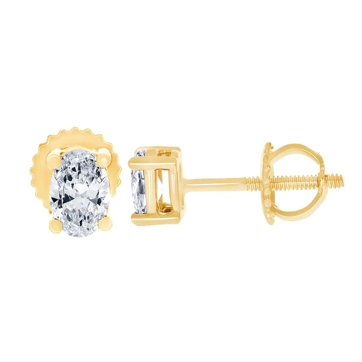 1.00 CT Oval Diamond Stud Earrings in 14K Yellow or White Gold