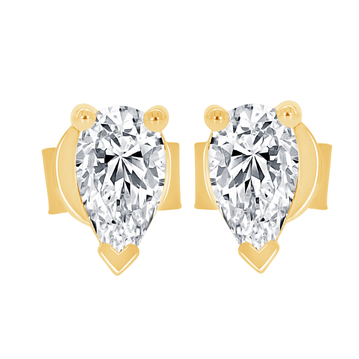 1.00 Ct Pear-Shaped Diamond Stud Earrings in 14K Gold