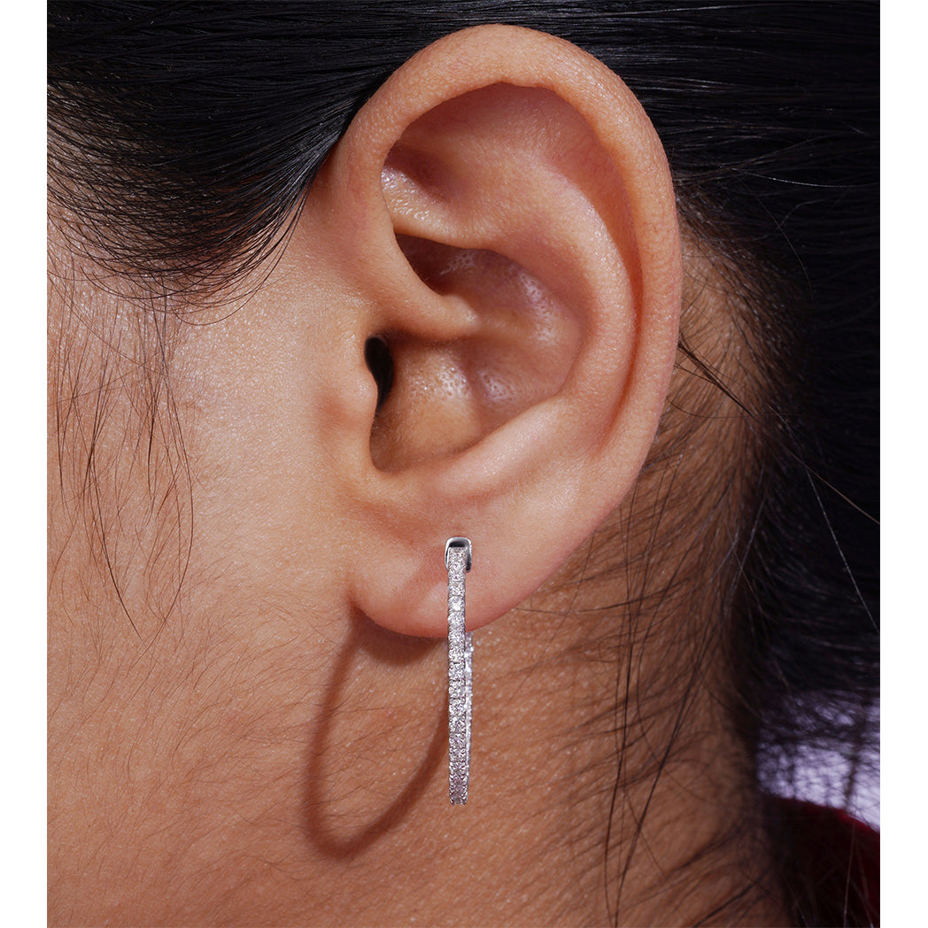 1.02 CT Lab Grown Diamond Inside-Outside Hoop Earrings in 14K Gold