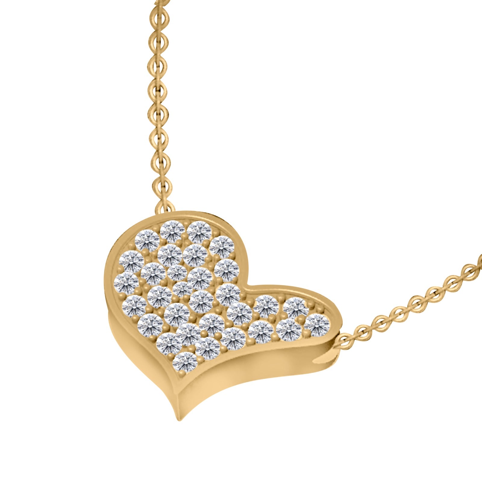 3/8 Carat Natural Diamond Heart Shape Pendant Necklace in 14K Yellow/ White And Pink Gold