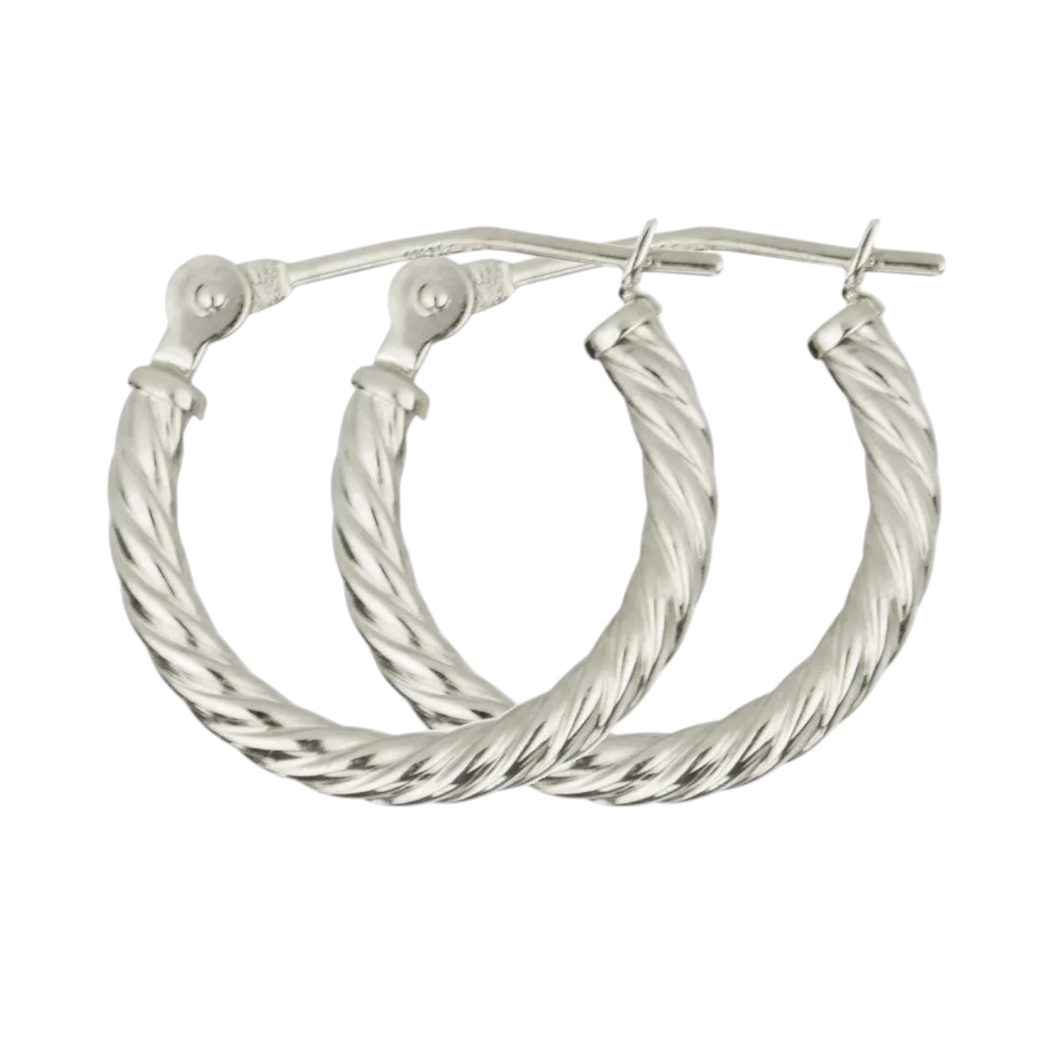 12mm 14K White Gold Corrugated Women Hoop Earrings Jewelry Gift