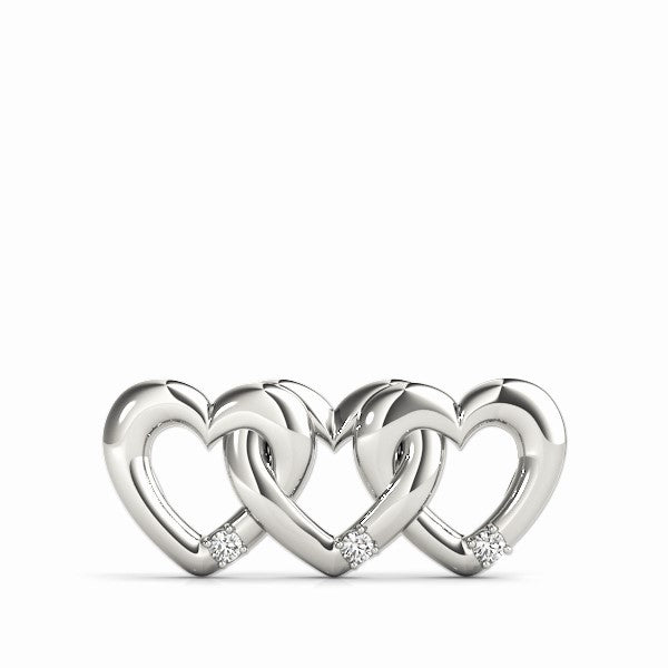 14K Gold 2 Row Heart Cluster Pendant with Lab Grown Diamonds