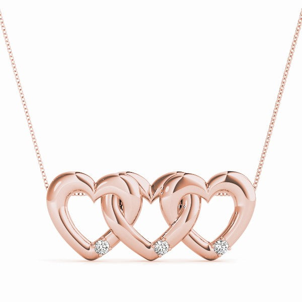 14K Gold 2 Row Heart Cluster Pendant with Lab Grown Diamonds