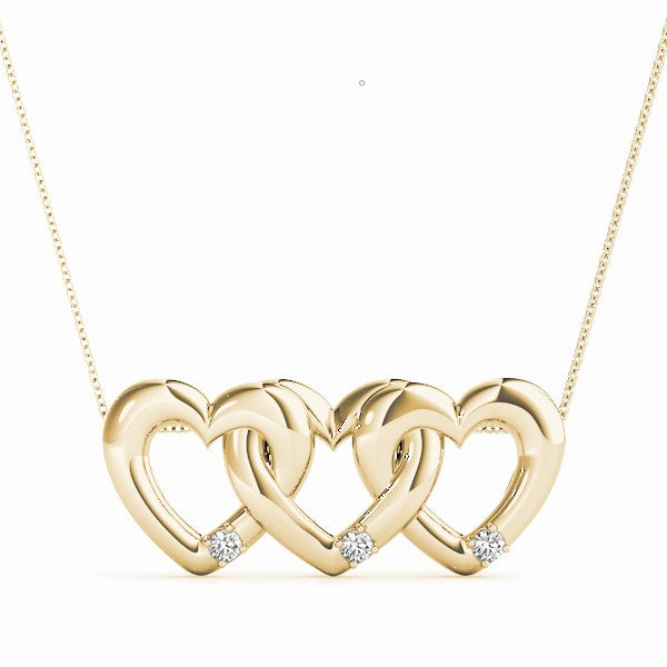 14K Gold 2 Row Heart Cluster Pendant with Lab Grown Diamonds