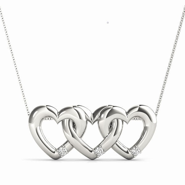 14K Gold 2 Row Heart Cluster Pendant with Lab Grown Diamonds