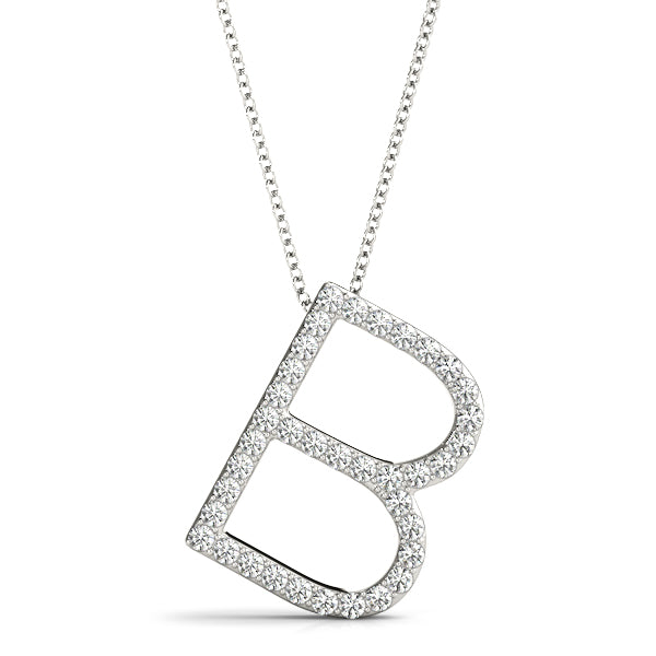 14K Gold Diamond Initial B Necklace Pendant with 0.17 Ct Lab Grown Diamonds