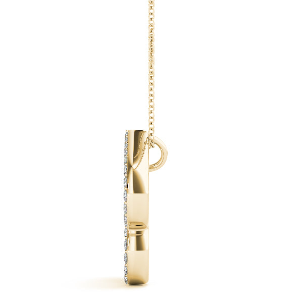 14K Gold Diamond Initial B Necklace Pendant with 0.17 Ct Lab Grown Diamonds