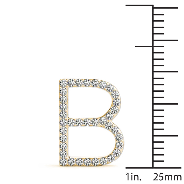 14K Gold Diamond Initial B Necklace Pendant with 0.17 Ct Lab Grown Diamonds