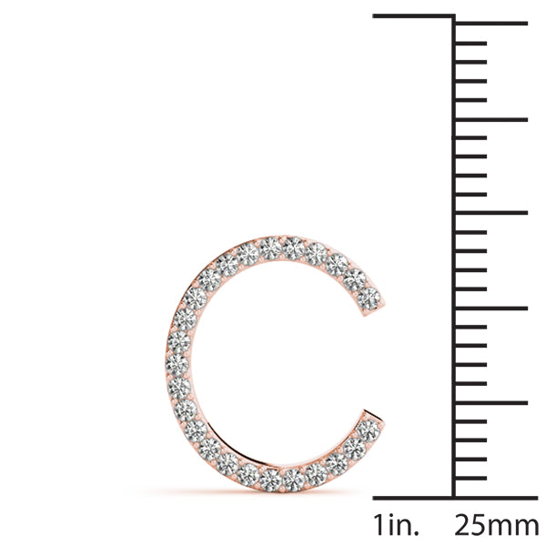 14K Gold Diamond Initial C Necklace Pendant with 0.15 Ct Lab Grown Diamonds