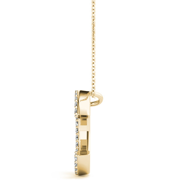 14K Gold Diamond Initial C Necklace Pendant with 0.15 Ct Lab Grown Diamonds