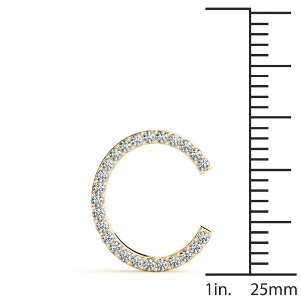 14K Gold Diamond Initial C Necklace Pendant with 0.15 Ct Lab Grown Diamonds
